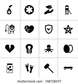Life icons. vector collection filled life icons. includes symbols such as leaf in hand, eggs, insurance, rubber hummer, broken heart. use for web, mobile and ui design.