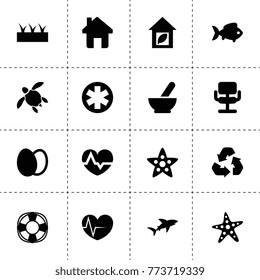 Life icons. vector collection filled life icons. includes symbols such as medical bowl, sprouting, fish, eggs, chair, eco house, heartbeat. use for web, mobile and ui design.