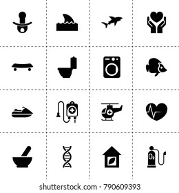 Life icons. vector collection filled life icons. includes symbols such as medical bowl, washer, toilet bowl, health insurance, pacifier. use for web, mobile and ui design.