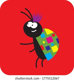 life of insects. very fashionable beetle. vector drawing for Illustration.