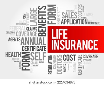 Life Insurance - agreement or contract between an insurance company and a policyholder, word cloud concept