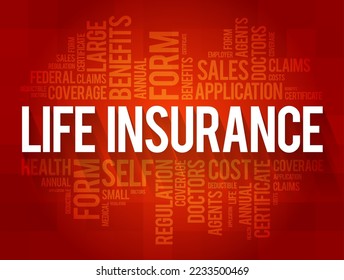 Life Insurance - agreement or contract between an insurance company and a policyholder, word cloud concept