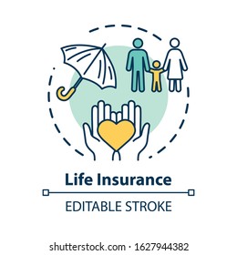 Life insurance concept icon. Parent healthcare investment for child. Personal mortgage. Family security idea thin line illustration. Vector isolated outline RGB color drawing. Editable stroke
