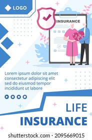 Life Insurance Flyer Template Flat Design Illustration Editable of Square Background Suitable for Social media, Greeting Card or Web Internet Ads