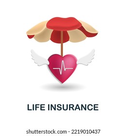 Life Insurance Icon. 3d Illustration From Insurance Collection. Creative Life Insurance 3d Icon For Web Design, Templates, Infographics And More