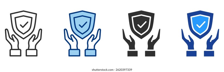 Life Insurance Icon Multiple Style Vector Collection