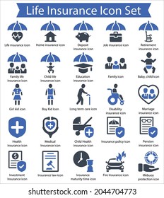 Life Insurance icon Set, Vector graphics