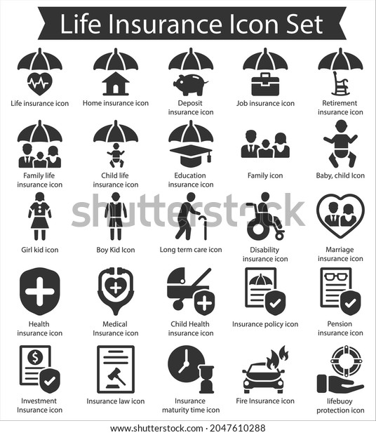 Life Insurance icon\
set, Vector Icon Set
