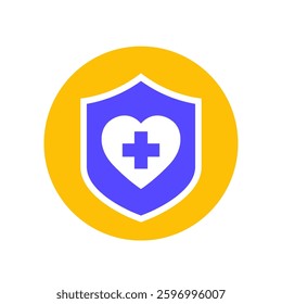 life insurance icon with a shield, flat vector design