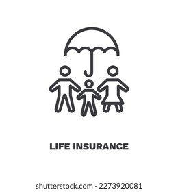 life insurance icon. Thin line life insurance icon from Insurance and Coverage collection. Outline vector isolated on white background. Editable life insurance symbol can be used web and mobile