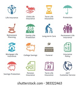 Life Insurance Icons - Colored Series