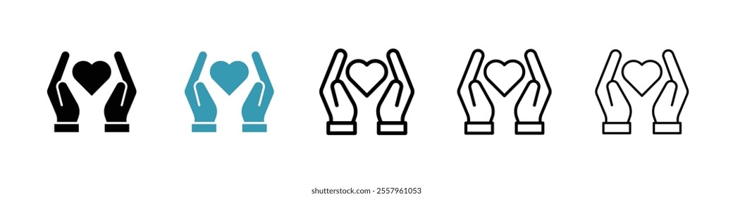 Life insurance icons pack in black and blue.