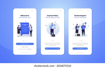 Life insurance illustration on user interface screen concept