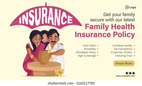 Life Insurance Landscape Banner Design Template Stock Vector (Royalty ...