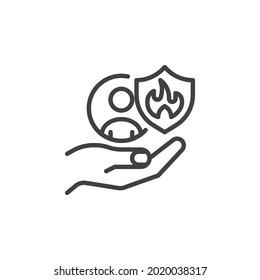 Life insurance line icon. linear style sign for mobile concept and web design. Fire Insurance outline vector icon. Symbol, logo illustration. Vector graphics