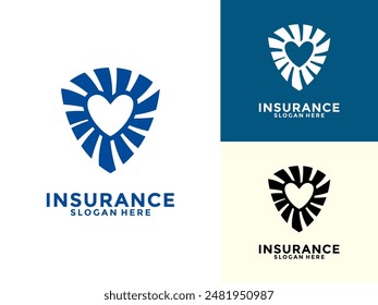 Life insurance Logo Design Vector, Care And Protection Insurance with Shield Logo Icon Template