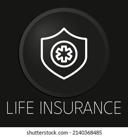Icono mínimo de línea vectorial de seguro de vida en botón 3D aislado en fondo negro. Vector Premium.