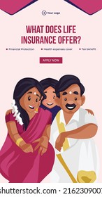 Life insurance offer portrait template design. 