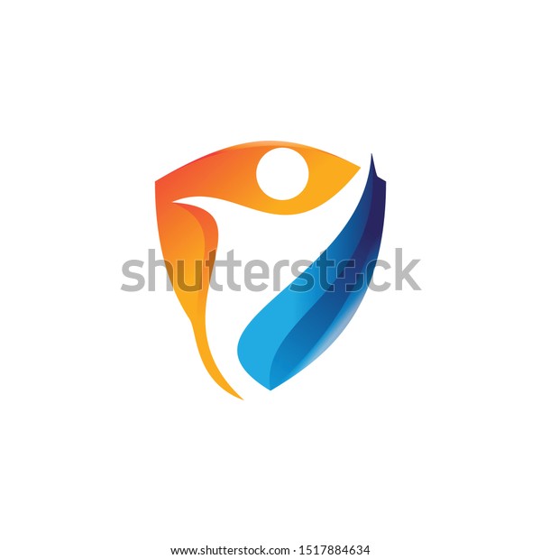 Life\
Insurance, people shield icon. Vector flat style illustration\
Abstract business security Agency logo\
template.