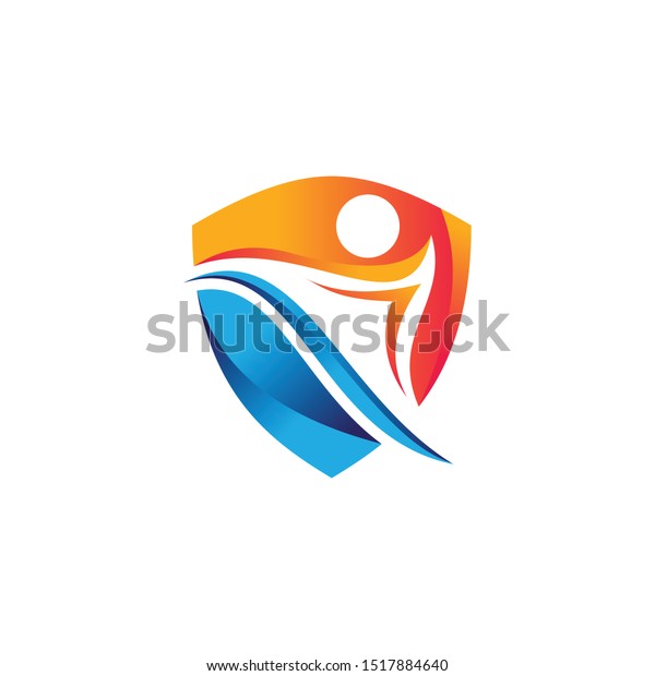 Life\
Insurance, people shield icon. Vector flat style illustration\
Abstract business security Agency logo\
template.