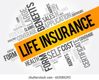 LIFE Insurance word cloud collage, healthcare concept background