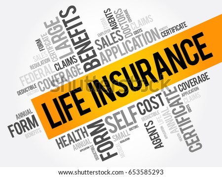 LIFE Insurance word cloud collage, healthcare concept background
