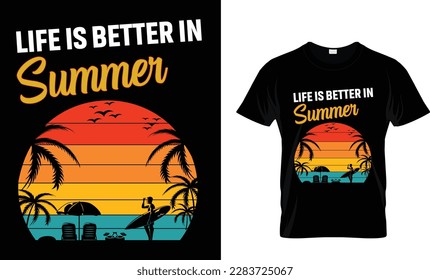 Life is-better-in-summer t-shirt design template