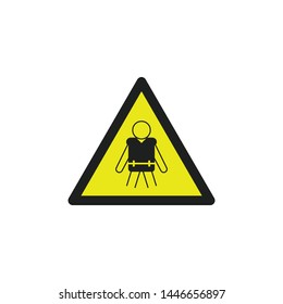 Life Jacket To Be Worm Sign Vector Isolated On White Background. Caution Symbol Vector Icon