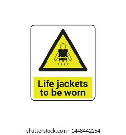 Life Jacket To Be Worm Sign Vector Isolated On White Background. Caution Symbol Vector Icon