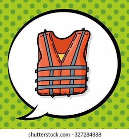 Life jacket color doodle, speech bubble