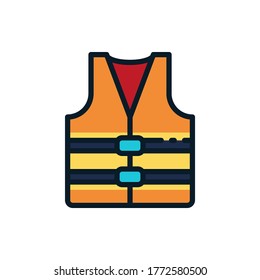 Life jacket filled outline icons. Vector illustration. Editable stroke. Isolated icon suitable for web, infographics, interface and apps.