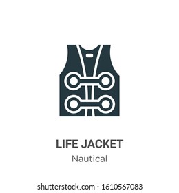 Life jacket glyph icon vector on white background. Flat vector life jacket icon symbol sign from modern nautical collection for mobile concept and web apps design.