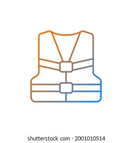 Life jacket gradient linear vector icon. Personal flotation device. Inflatable swim vest for water sports. Thin line color symbols. Modern style pictogram. Vector isolated outline drawing