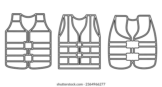 Life jacket icon black line design. Stock vector illustration.