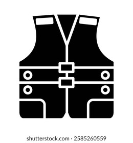 Life Jacket Icon with black outline Isolated flat vector in outline