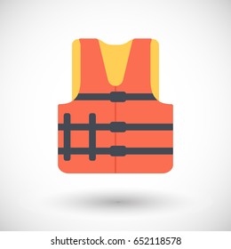 Life jacket icon, Flat design of swimming safety with round shadow, vector illustration
