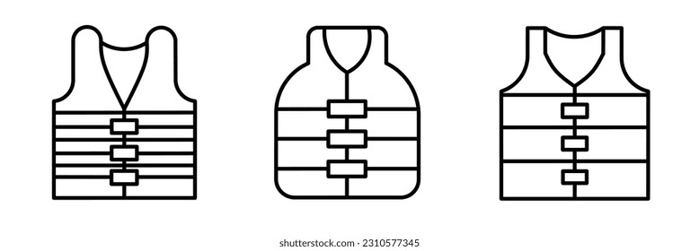 Life jacket. Life jacket icon illustration set. Stock vector.