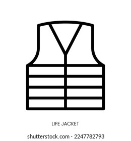 life jacket icon. Line Art Style Design Isolated On White Background