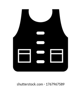 Symbol oder Logo der Rettungsjacke einzeln auf Zeichensymbolen, Vektorgrafik - hochwertige Vektorgrafiken im schwarzen Stil
