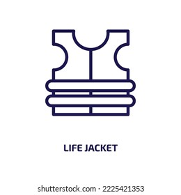 life jacket icon from nautical collection. Thin linear life jacket, sea, equipment outline icon isolated on white background. Line vector life jacket sign, symbol for web and mobile