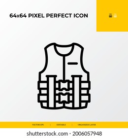 life jacket icon . part ocean and sea life icon set. 64x64 pixel perfect vector icon illustration