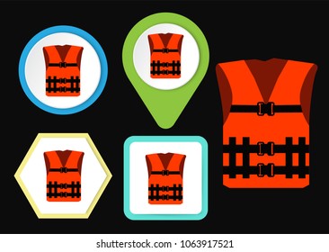  life jacket icon, safety , vector design