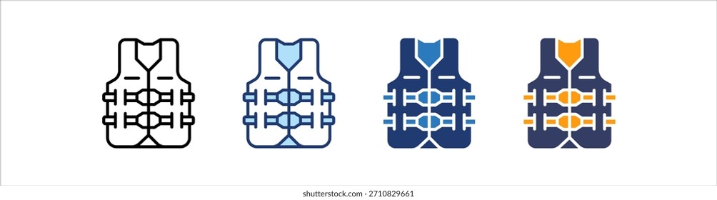 Conjunto de iconos de chaleco salvavidas Colección de estilo múltiple