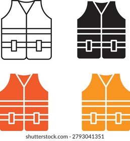 Life Jacket Icon Set Safety Vest Personal Flotation Device Vector Illustration
