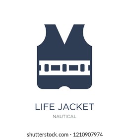 Life Jacket icon. Trendy flat vector Life Jacket icon on white background from Nautical collection, vector illustration can be use for web and mobile, eps10