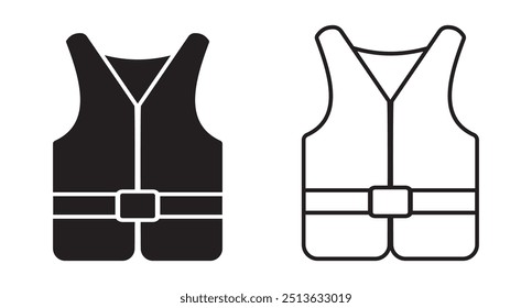 Life jacket icon, vector, silhouette. Life vest line icon, silhouette.  Safety vest icon, vector illustration.