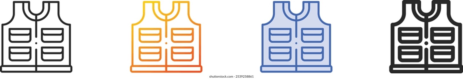 life jacket icon.Thin Linear, Gradient, Blue Stroke and bold Style Design Isolated On White Background