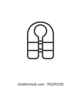 Life jacket line icon, outline vector sign, linear style pictogram isolated on white. Guard vest symbol, logo illustration. Editable stroke