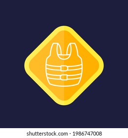life jacket line vector icon