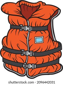 life jacket line vector illustration isolated on white background